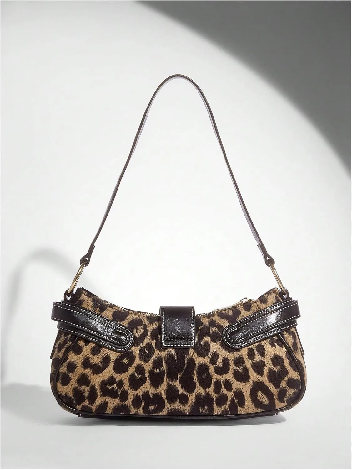 SweatyRocks Women's Cheetah Leopard Print Clutch Buckle PU Leather Y2K Shoulder Handbags