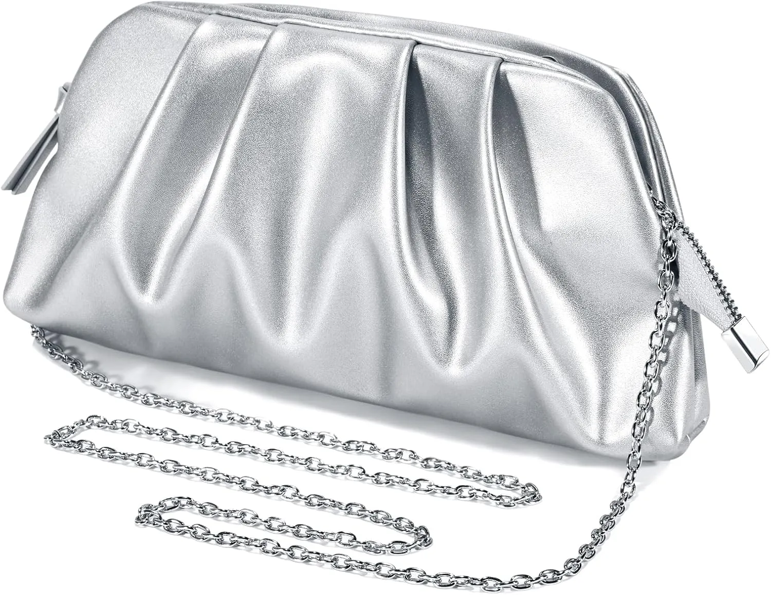SWEETV Dressy Vegan Leather Clutch Purse for Women Formal, Soft Pleated PU Evening Clutch for Weddings, Proms, Cocktail-Gemma