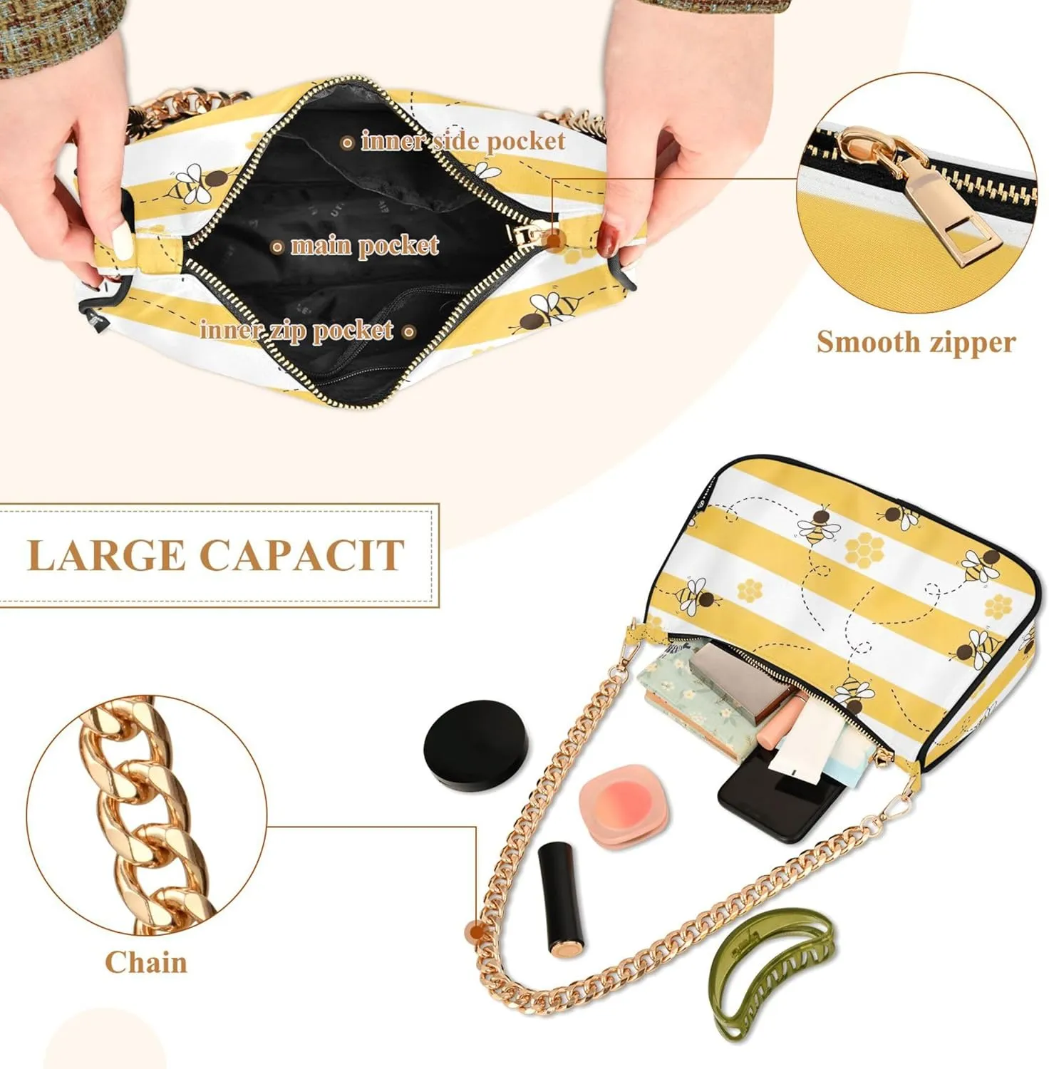 Tacos Restaurant Food Pattern Purses for Women Hobo Tote Bag Women Cute Handbags Printed Small Shoulder Bag