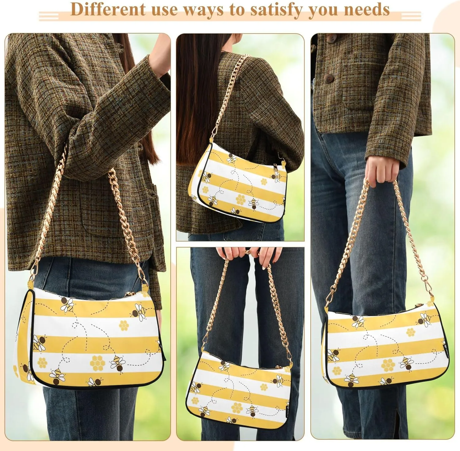 Tacos Restaurant Food Pattern Purses for Women Hobo Tote Bag Women Cute Handbags Printed Small Shoulder Bag