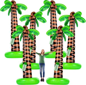 Talltalk 6 Pcs 102 Inch Giant Inflatable Palm Tree Tall Blow up Palm Tree Balloons for Summer Hawaiian Tropical Beach Party Decorations Luau Party Supplies Pool Photo Booth