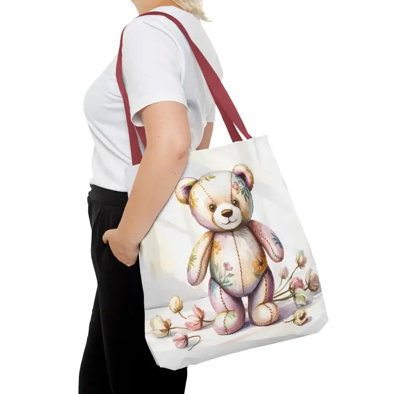 Teddy Bear Tote Bag Cute Nostalgic Style with Durable Polyester Body