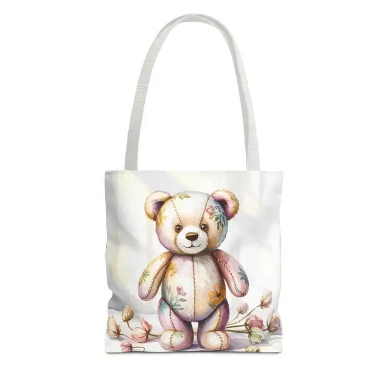 Teddy Bear Tote Bag Cute Nostalgic Style with Durable Polyester Body