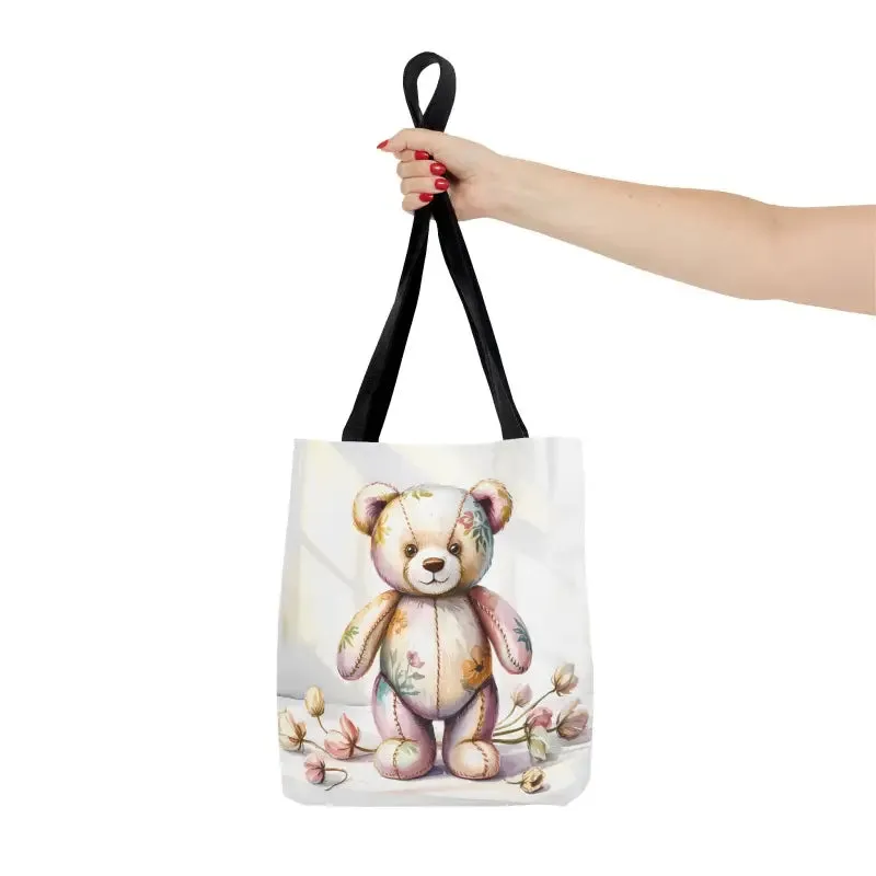 Teddy Bear Tote Bag Cute Nostalgic Style with Durable Polyester Body