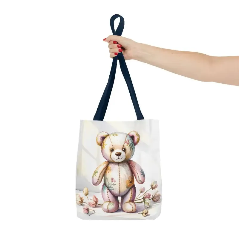 Teddy Bear Tote Bag Cute Nostalgic Style with Durable Polyester Body