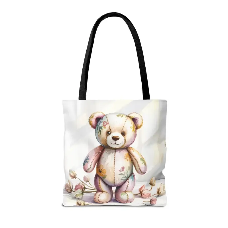 Teddy Bear Tote Bag Cute Nostalgic Style with Durable Polyester Body