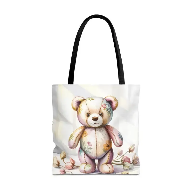 Teddy Bear Tote Bag Cute Nostalgic Style with Durable Polyester Body