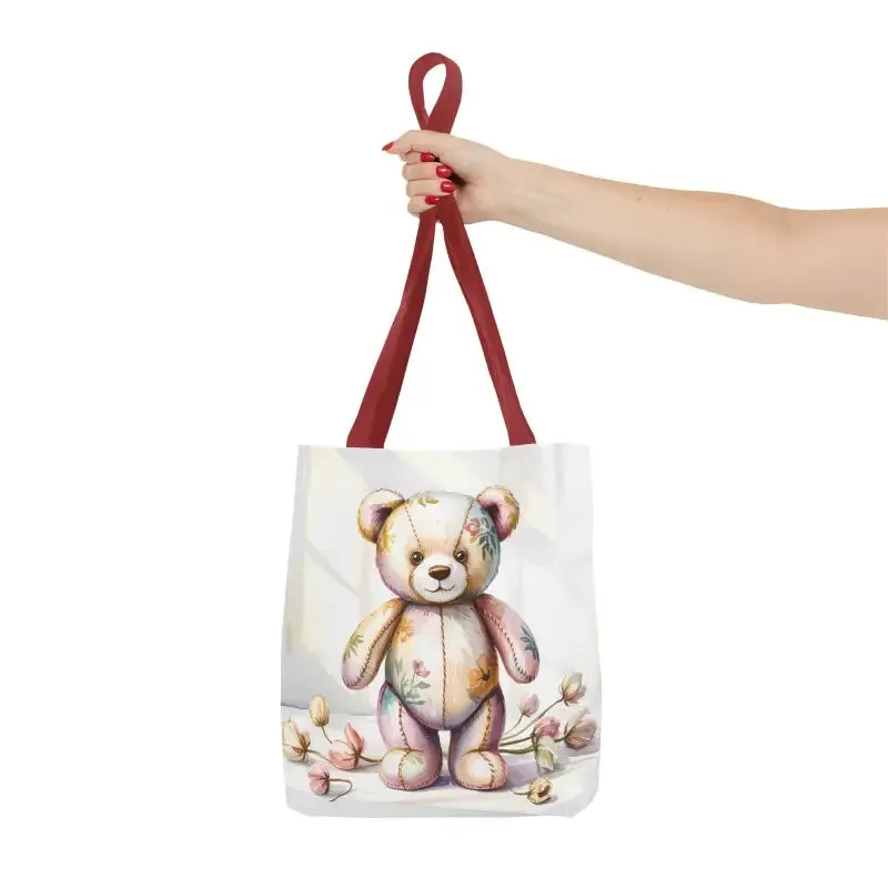 Teddy Bear Tote Bag Cute Nostalgic Style with Durable Polyester Body