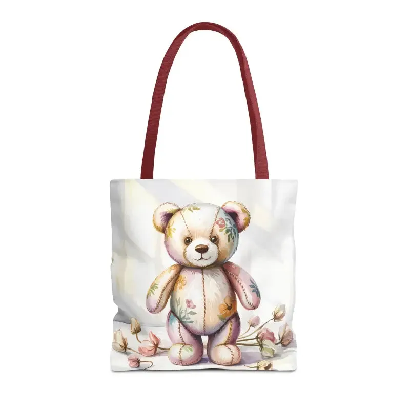 Teddy Bear Tote Bag Cute Nostalgic Style with Durable Polyester Body