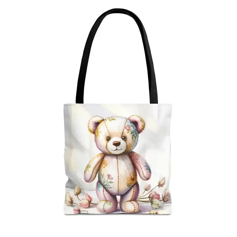 Teddy Bear Tote Bag Cute Nostalgic Style with Durable Polyester Body