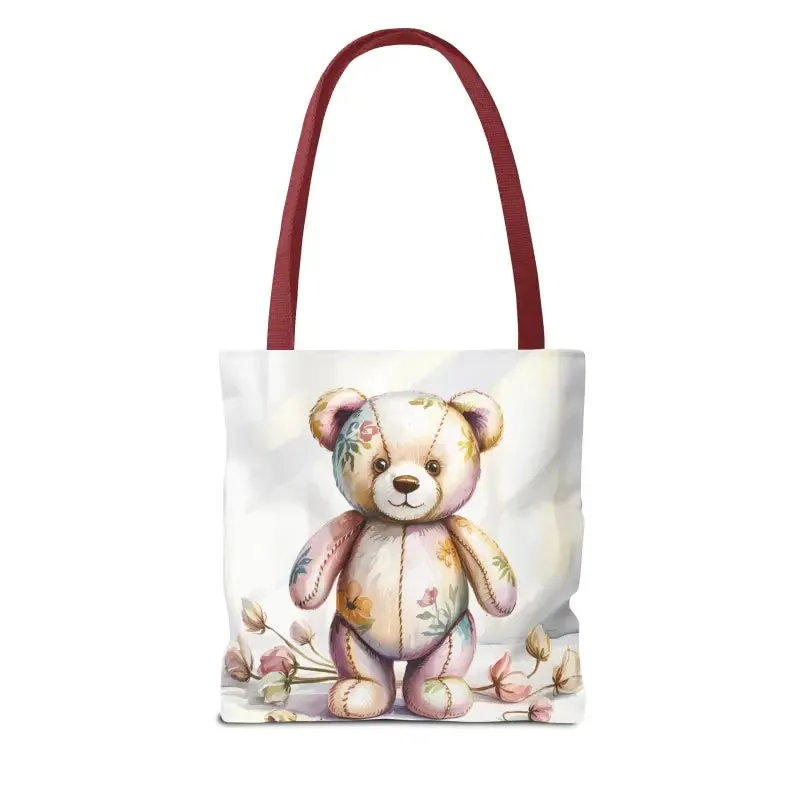 Teddy Bear Tote Bag Cute Nostalgic Style with Durable Polyester Body