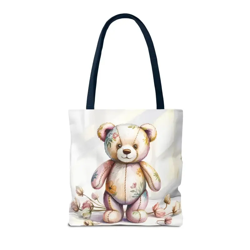 Teddy Bear Tote Bag Cute Nostalgic Style with Durable Polyester Body