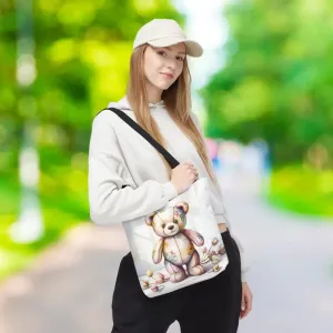 Teddy Bear Tote Bag Cute Nostalgic Style with Durable Polyester Body