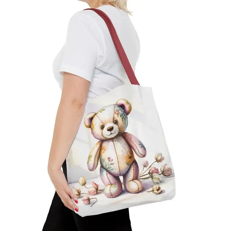 Teddy Bear Tote Bag Cute Nostalgic Style with Durable Polyester Body
