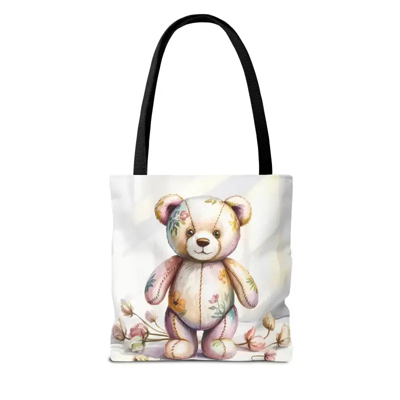 Teddy Bear Tote Bag Cute Nostalgic Style with Durable Polyester Body