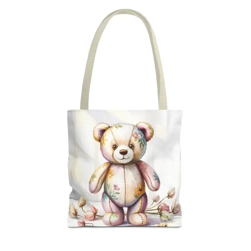 Teddy Bear Tote Bag Cute Nostalgic Style with Durable Polyester Body