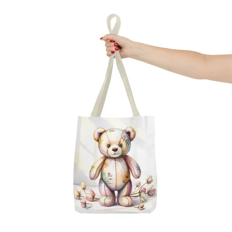 Teddy Bear Tote Bag Cute Nostalgic Style with Durable Polyester Body