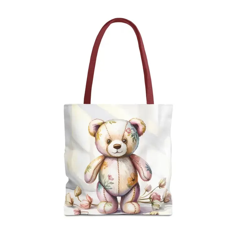 Teddy Bear Tote Bag Cute Nostalgic Style with Durable Polyester Body