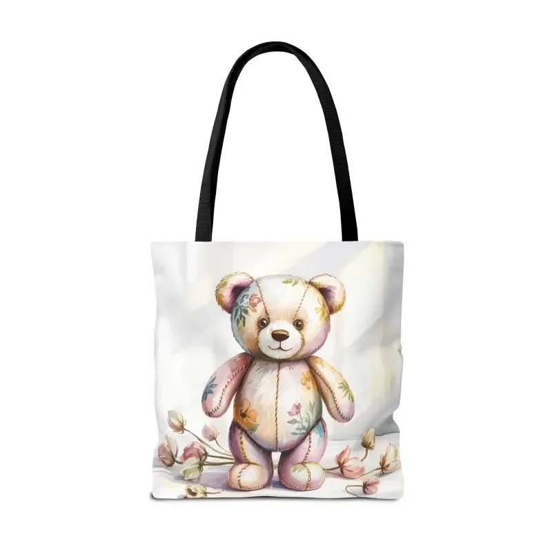 Teddy Bear Tote Bag Cute Nostalgic Style with Durable Polyester Body