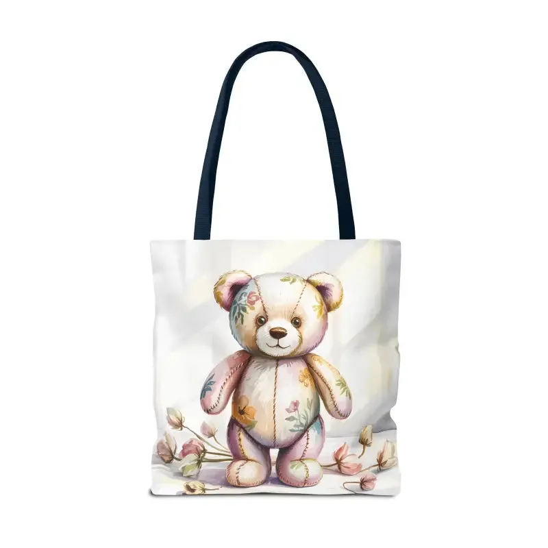 Teddy Bear Tote Bag Cute Nostalgic Style with Durable Polyester Body