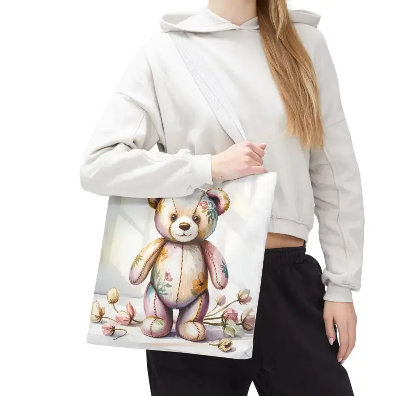 Teddy Bear Tote Bag Cute Nostalgic Style with Durable Polyester Body