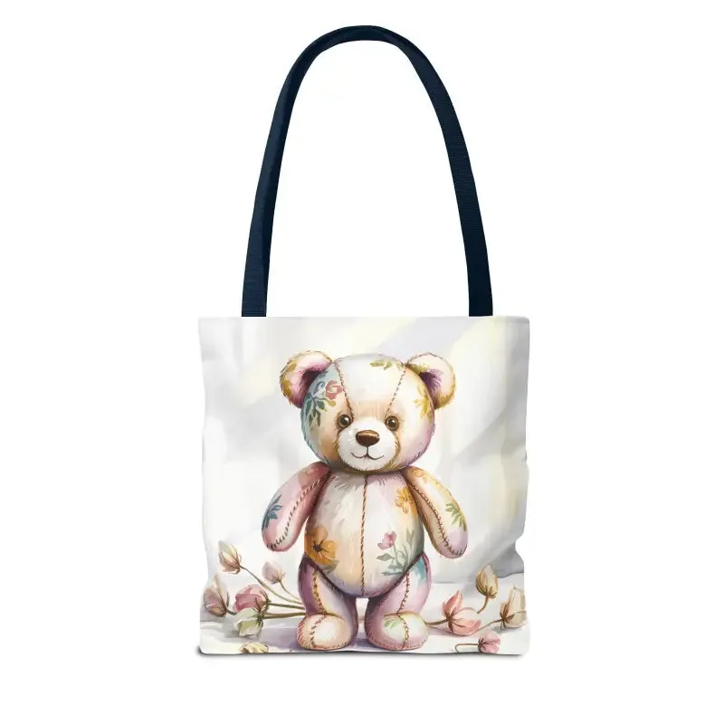 Teddy Bear Tote Bag Cute Nostalgic Style with Durable Polyester Body