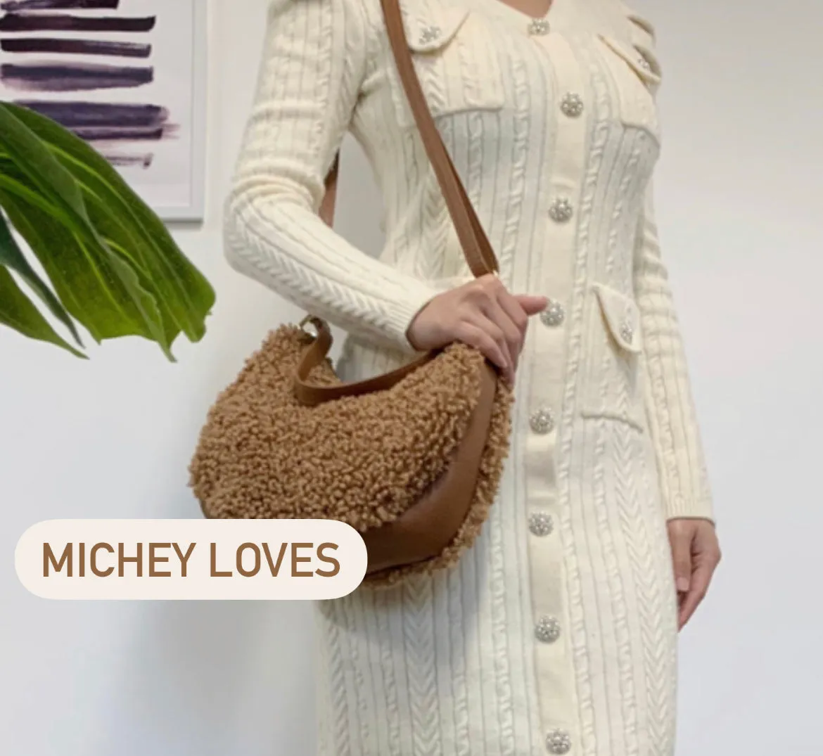 Teddy Shearling & Leather Bag | Tan