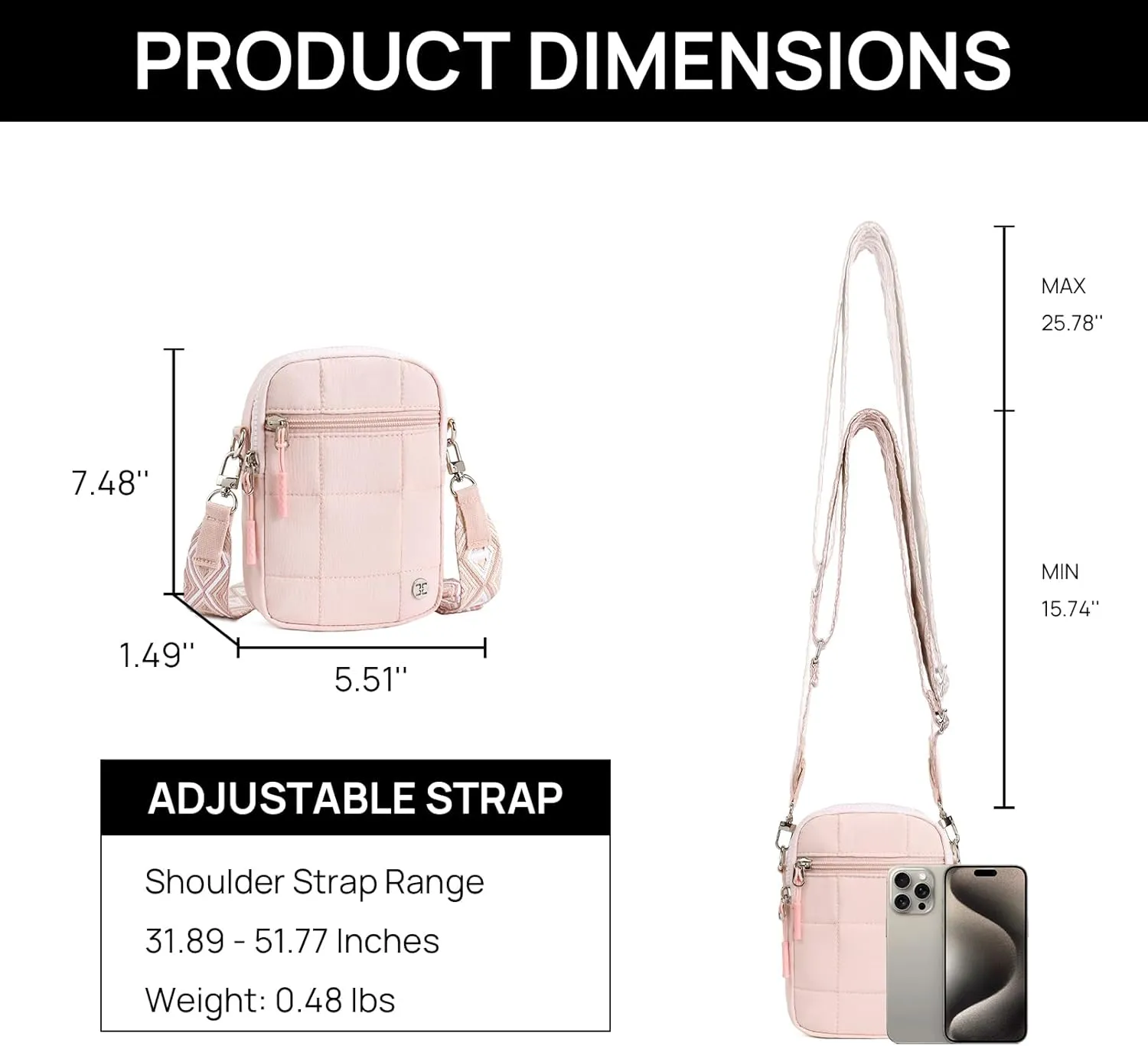 Telena Puffer Small Crossbody Bags for Women Cell Phone Purse Cross Body Bag