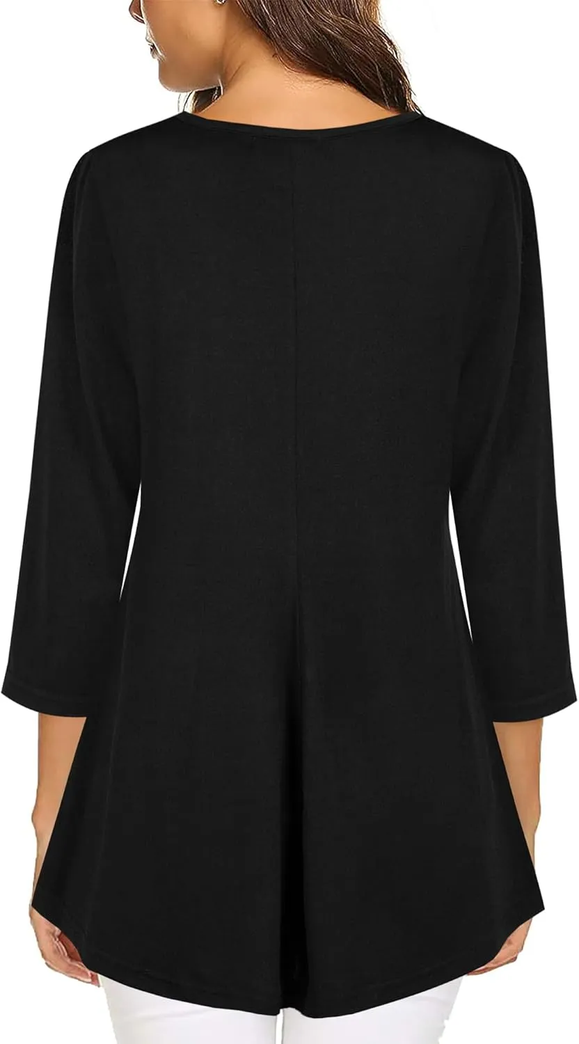 Tencole 3/4 Sleeve Shirts for Women Dressy Tunic Tops Casual Wear with Floral