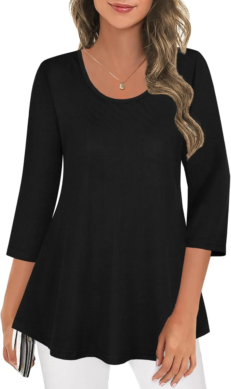 Tencole 3/4 Sleeve Shirts for Women Dressy Tunic Tops Casual Wear with Floral