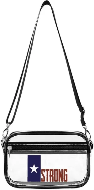 Texas Strong Fashion Clear Crossbody Bags Stadium Approved Shoulder Purse for Concerts Sports Events Festival