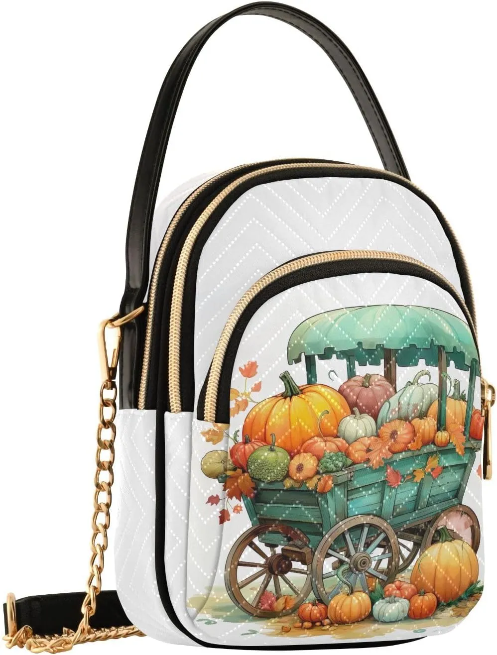 Thanksgiving Pumpkins Wagon Small Crossbody Bags for Women Cell Phone Shoulder Purse Handbags Wallet 21214509