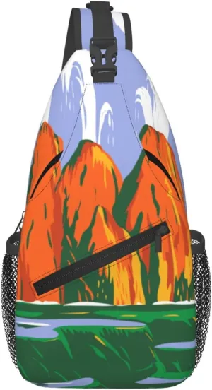 The Terraces Below The Mountain Crossbody Bags For Women Men Chest Backpack Gym Shoulder Bag Travel Outdoor Sports Casual Crossbody Bags