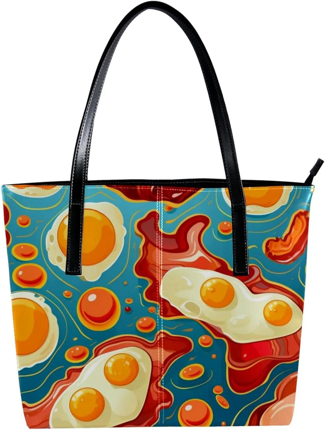 The Tote Bag For Women,Bags For Women,Reusable Shopping Bags,Breakfast Bacon and Eggs Handbags