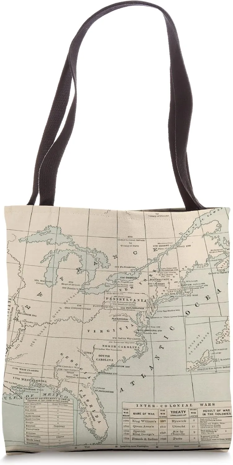 Thirteen Colonies Old Map Tote Bag