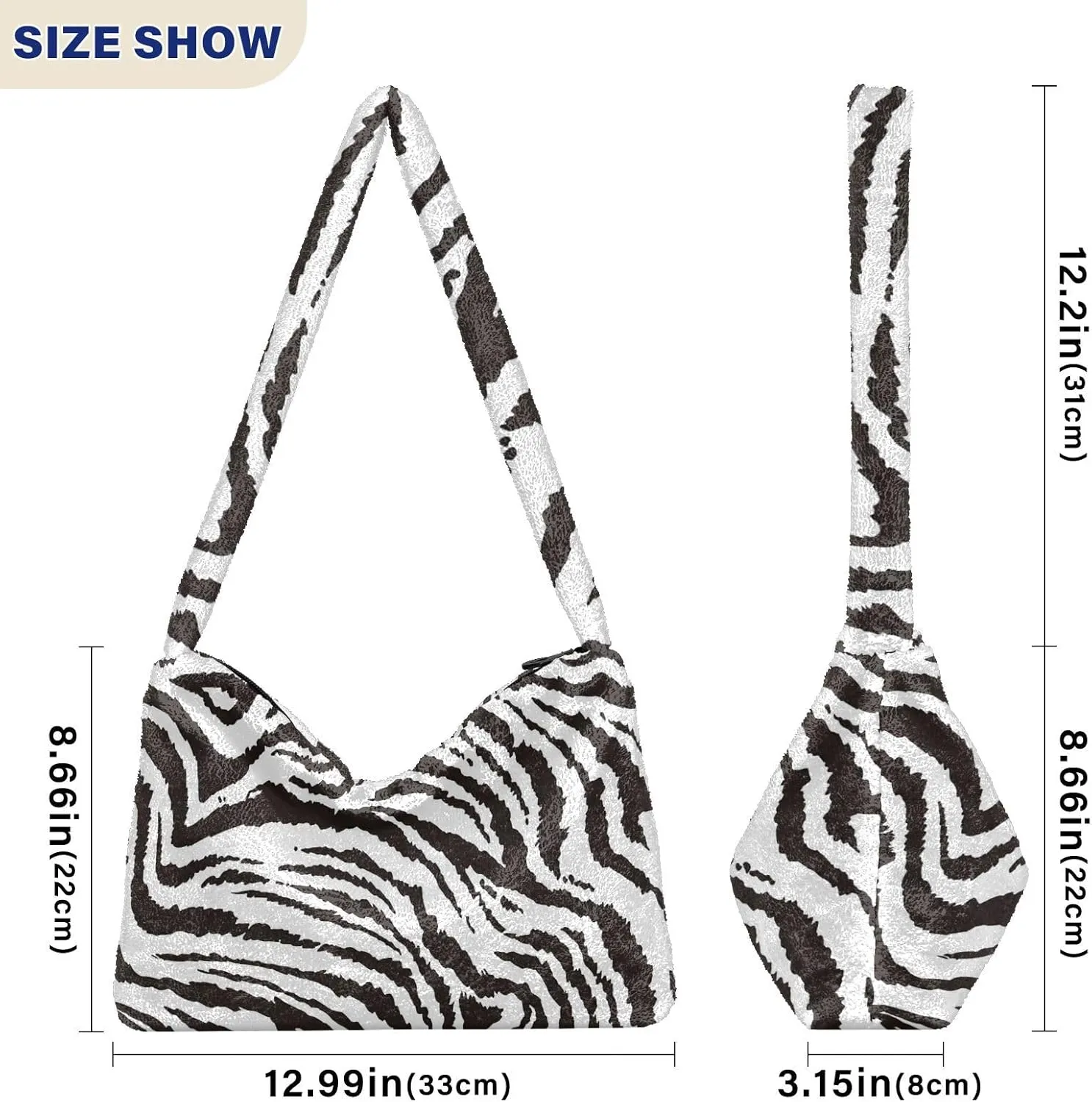 Tig Zebra Animal Print Women Shoulder Bag, Tote Shoulder Bag with Zipper, Tote Shoulder Bag with Zipper for Women