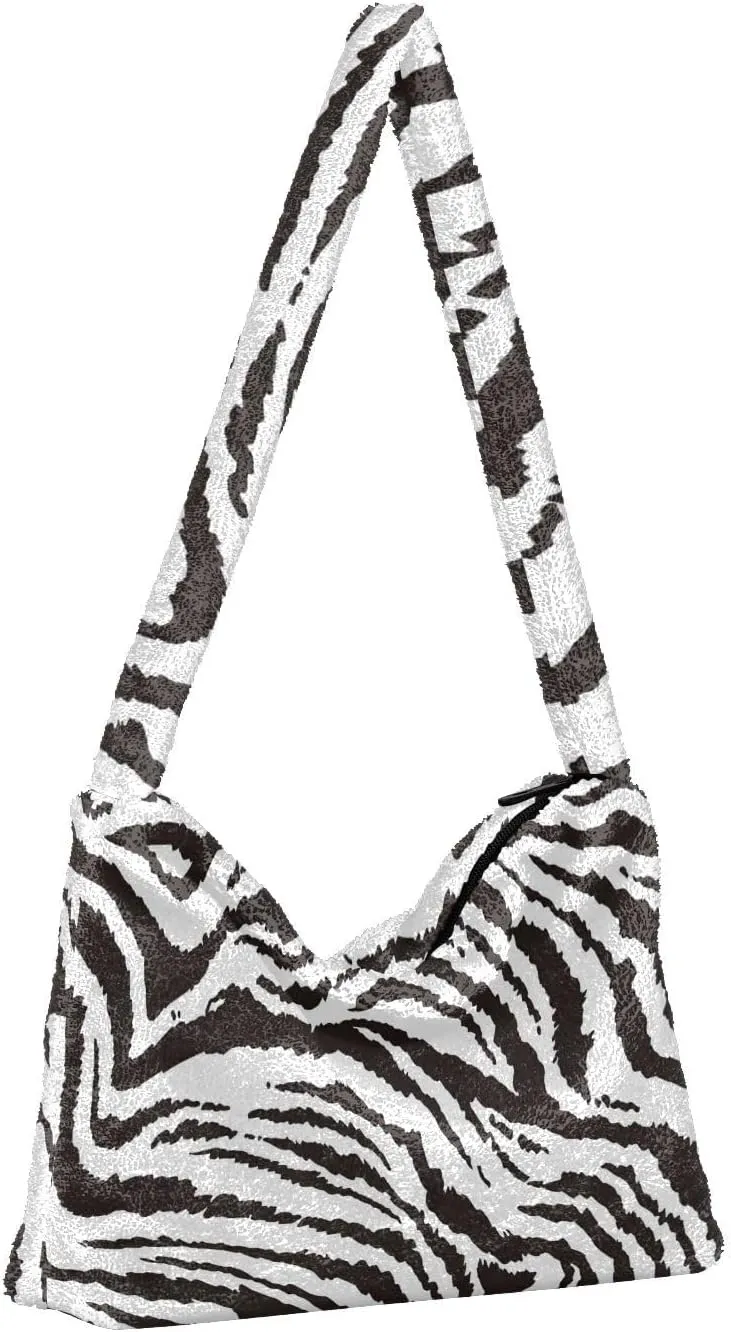 Tig Zebra Animal Print Women Shoulder Bag, Tote Shoulder Bag with Zipper, Tote Shoulder Bag with Zipper for Women