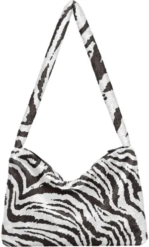 Tig Zebra Animal Print Women Shoulder Bag, Tote Shoulder Bag with Zipper, Tote Shoulder Bag with Zipper for Women