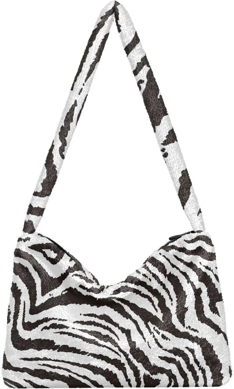 Tig Zebra Animal Print Women Shoulder Bag, Tote Shoulder Bag with Zipper, Tote Shoulder Bag with Zipper for Women