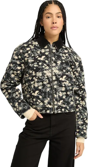 Timberland Women's Quilted Washed Canvas Printed Jacket, Floral Angora Print, Medium