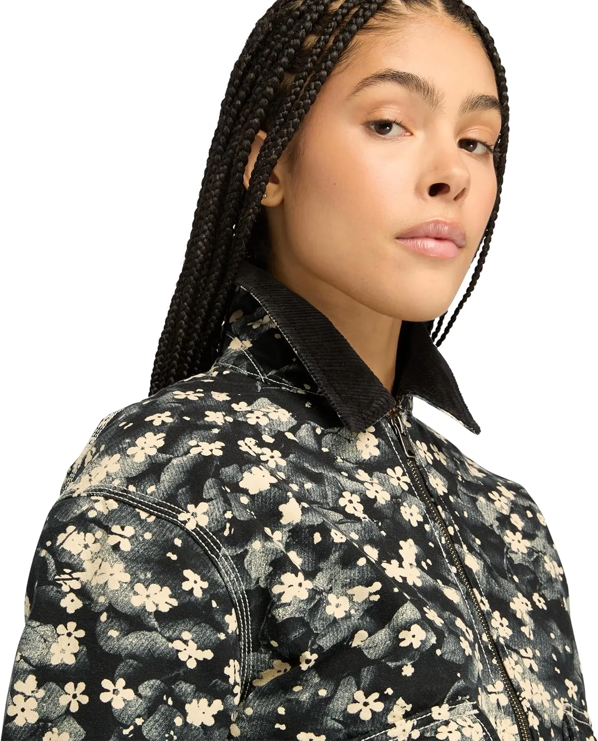 Timberland Women's Quilted Washed Canvas Printed Jacket, Floral Angora Print, Medium