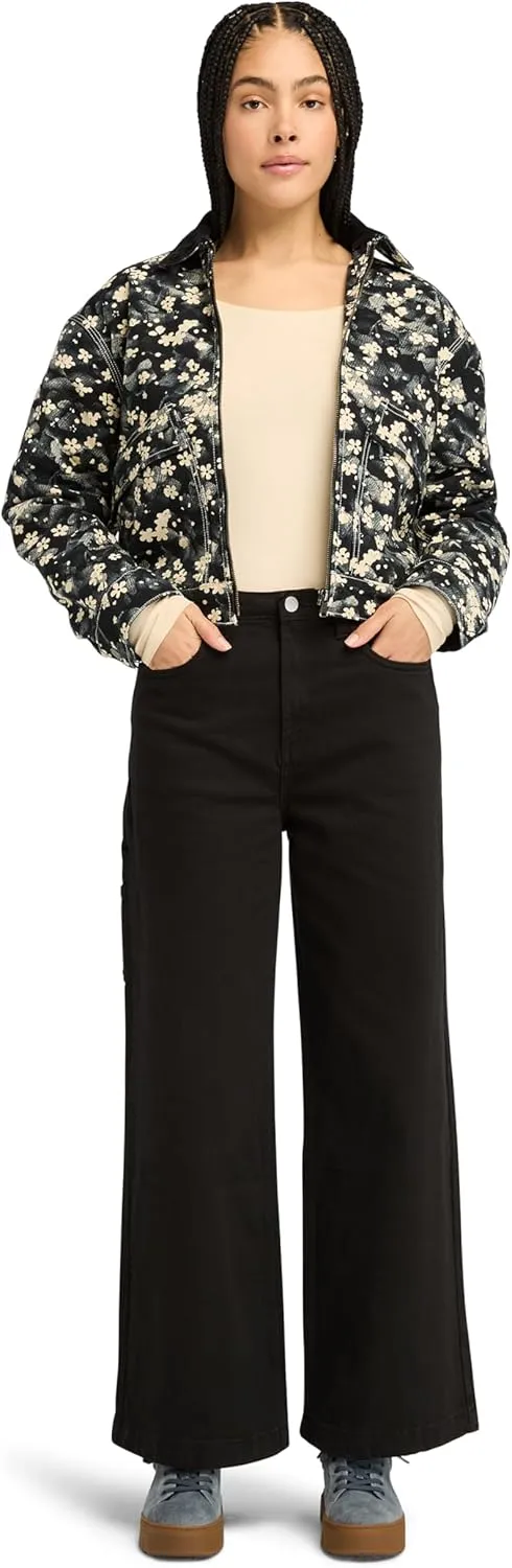 Timberland Women's Quilted Washed Canvas Printed Jacket, Floral Angora Print, Medium