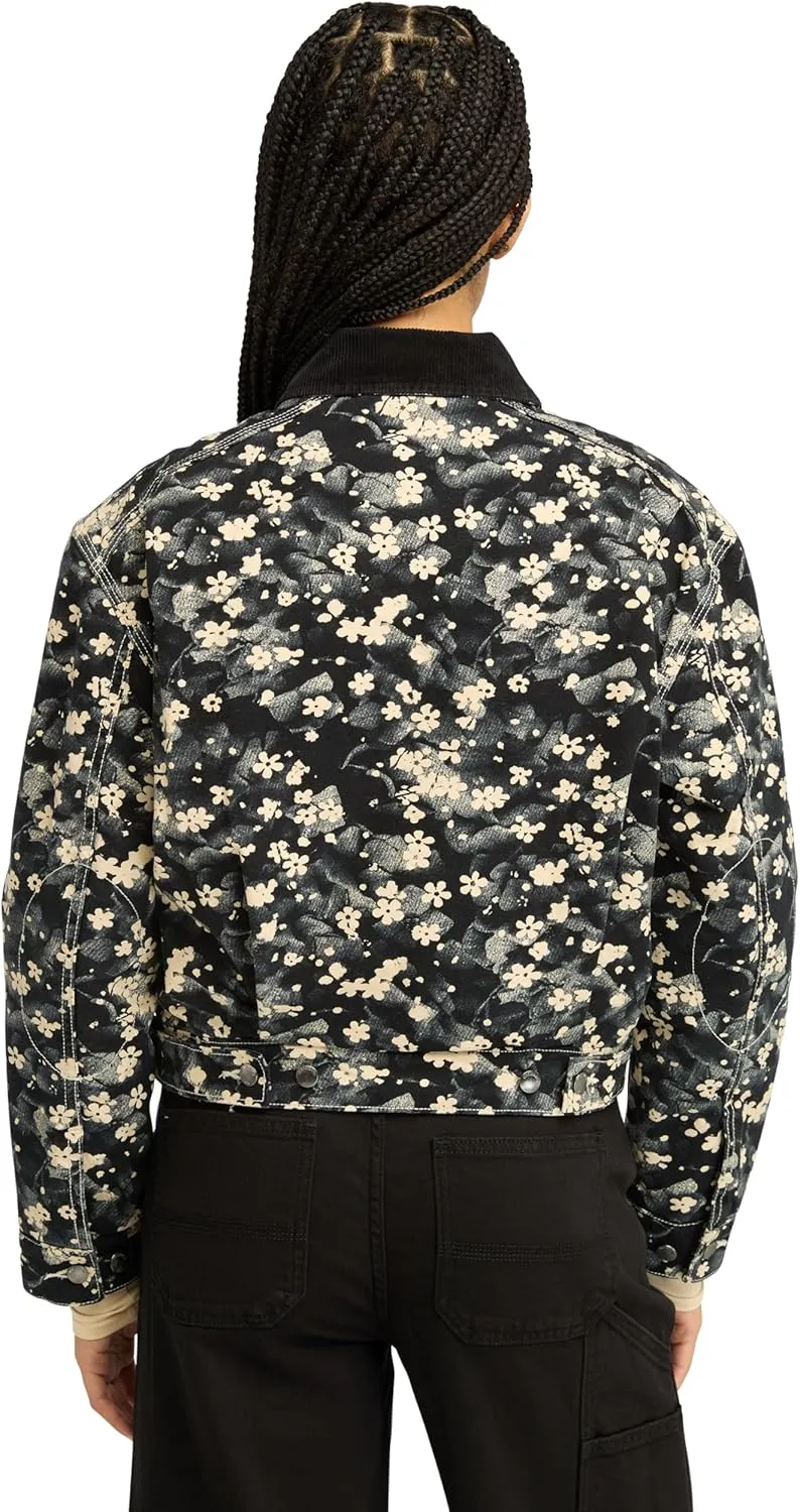 Timberland Women's Quilted Washed Canvas Printed Jacket, Floral Angora Print, Medium