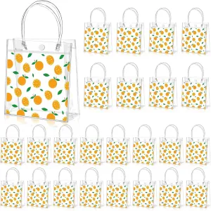 Tioncy 24 Pcs Little Cutie Party Favor Bags Orange Clear PVC Gift Bags with Handles Orange Theme Candy Treat Basket for Little Cutie Baby Shower Decorations Wedding Birthday Summer Party Supplies