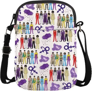 TOBGBE Punk Rock Music Pur-ple Fans Zipper Crossbody Bag Pur-ple Lovers Gift Singer Song Movie Merchandise