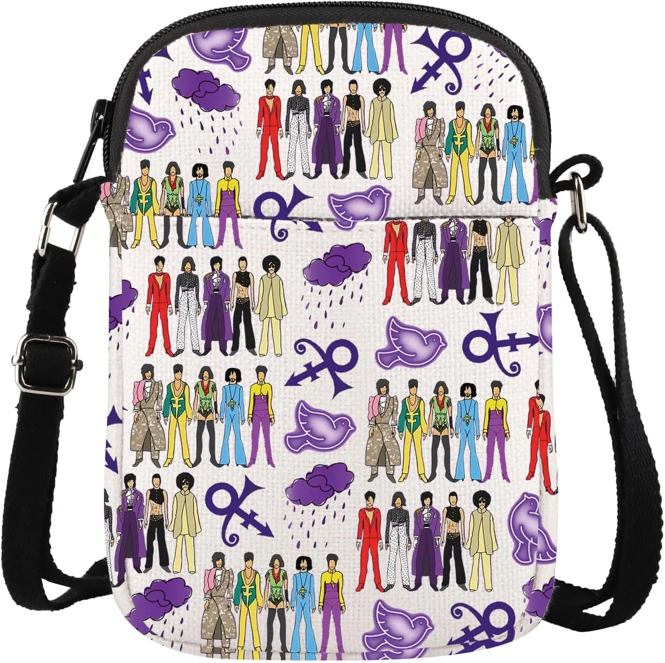 TOBGBE Punk Rock Music Pur-ple Fans Zipper Crossbody Bag Pur-ple Lovers Gift Singer Song Movie Merchandise