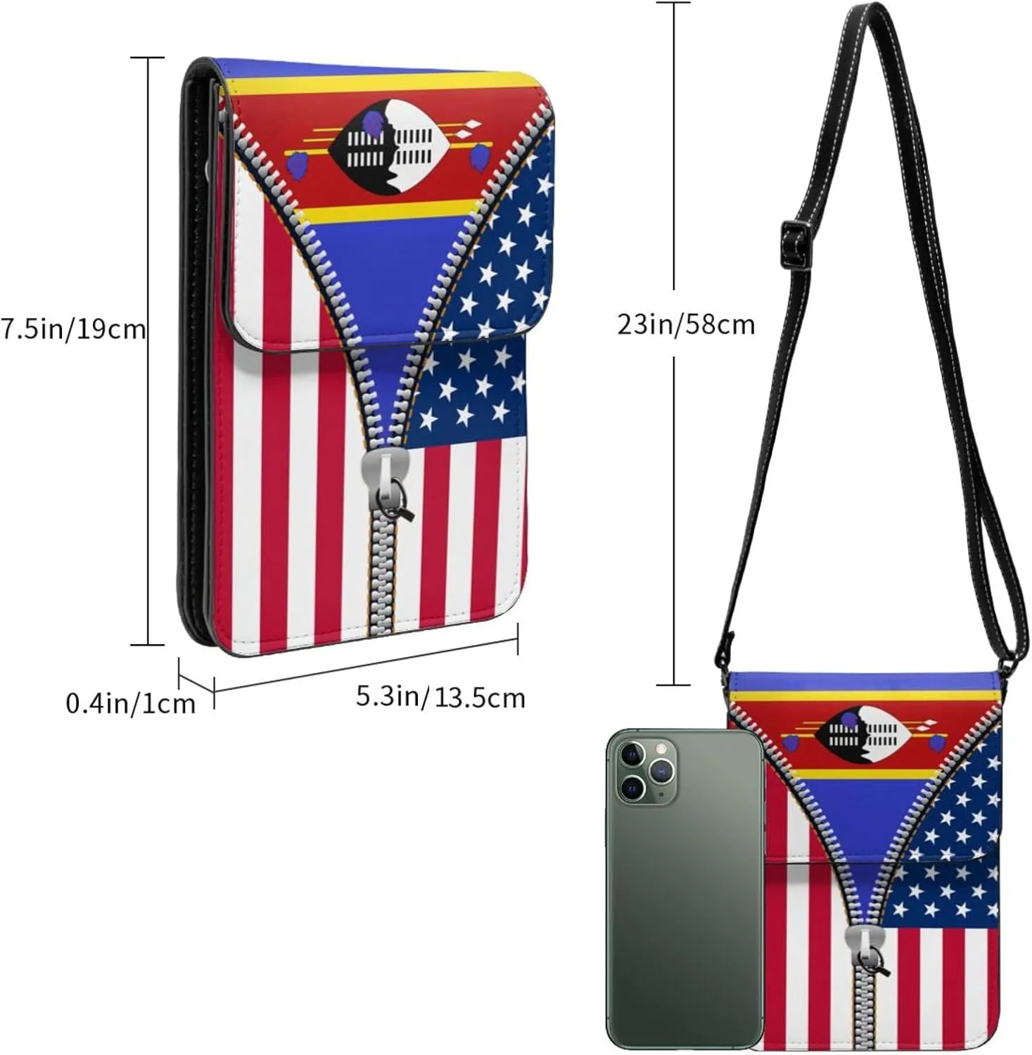 Togolese Togo America Flag Printed Zipper Small Crossbody Purse Cell Phone Bag for Women
