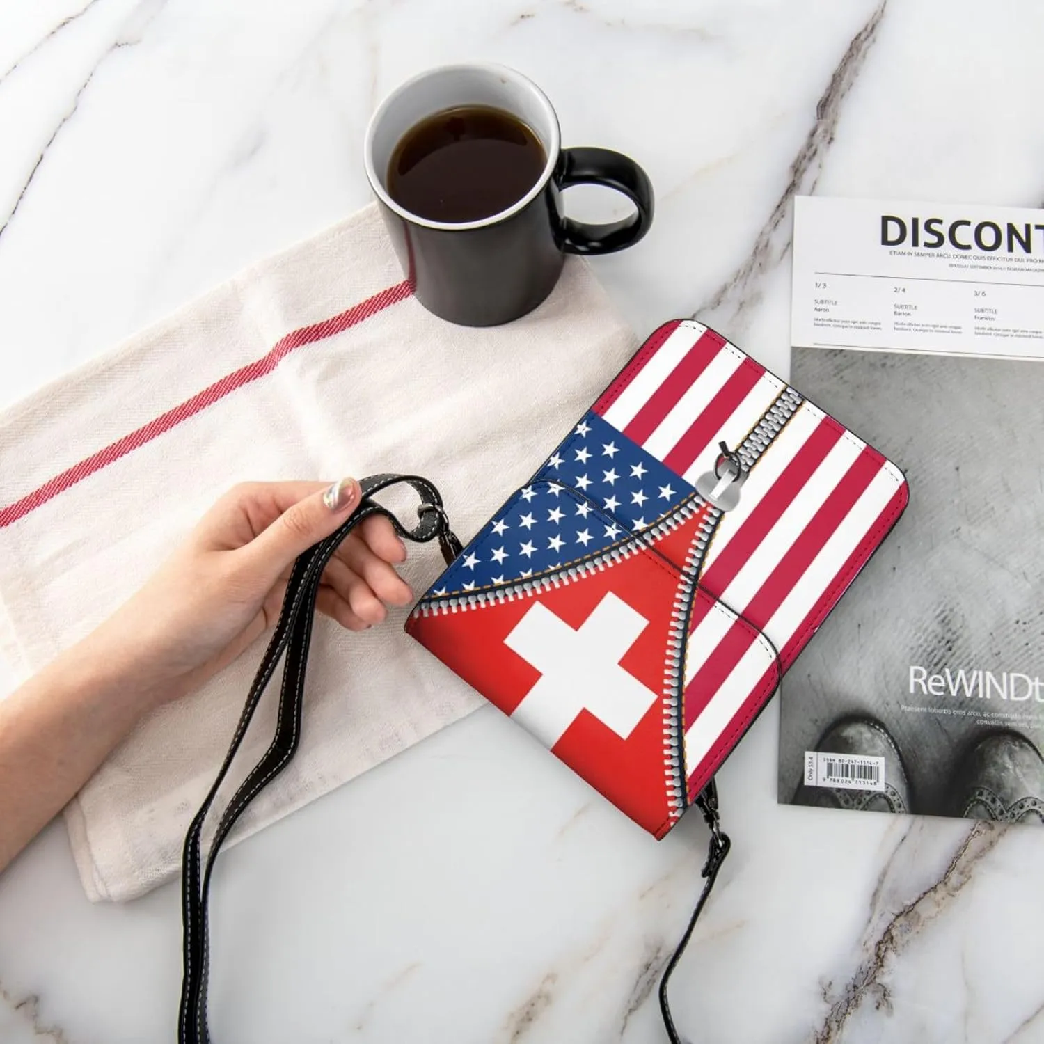 Togolese Togo America Flag Printed Zipper Small Crossbody Purse Cell Phone Bag for Women