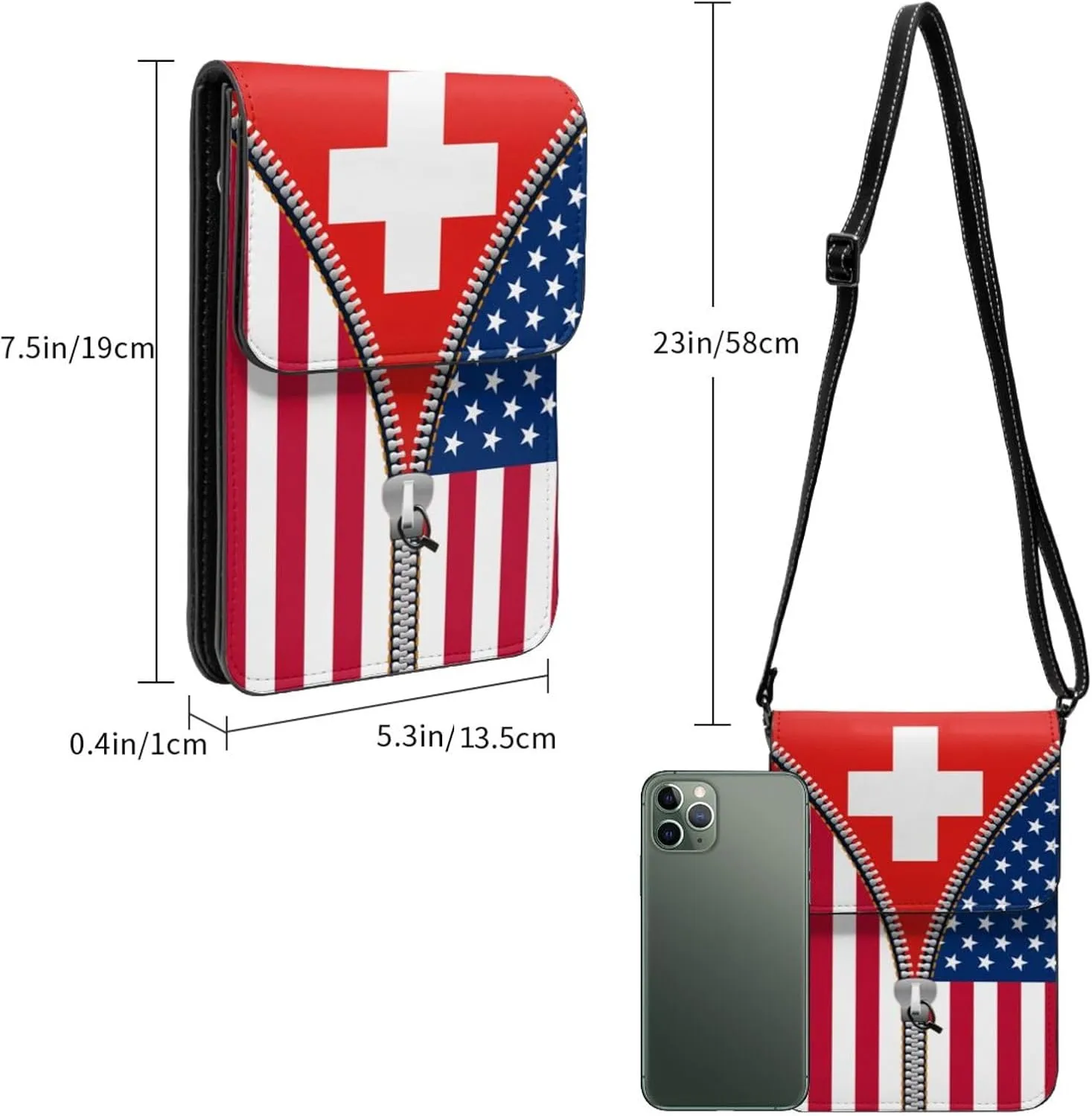 Togolese Togo America Flag Printed Zipper Small Crossbody Purse Cell Phone Bag for Women