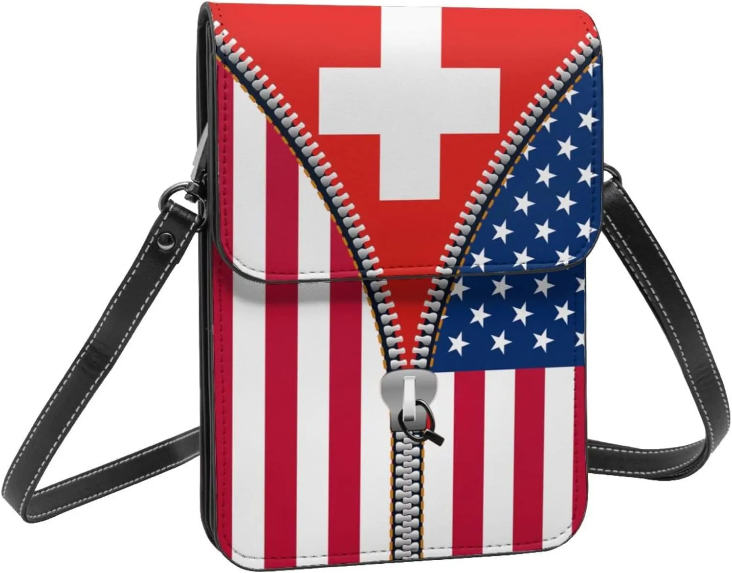 Togolese Togo America Flag Printed Zipper Small Crossbody Purse Cell Phone Bag for Women